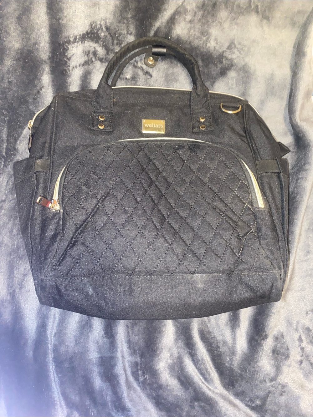 Weitars Black Quilted Baby Diaper Bag/ Cooler Tote